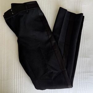 Women’s White House Black Market Elegant Black Trousers with Satin Accents